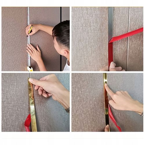 Listwa Dekoracyjna SAMOPRZYLEPNA Złota POŁYSK Taśma Ozdobna 2cm x 2,44m na Arena.pl