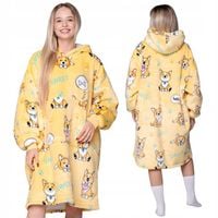 KOC BLUZA Oversize Gruba KOCOBLUZA 2w1 XXL Wzór PIESKI Futrzak z