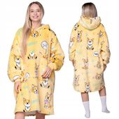 KOC BLUZA Oversize Gruba KOCOBLUZA 2w1 XXL Wzór PIESKI Futrzak z