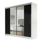 Szafa przesuwna Bega II z lustrem 180cm - BIAŁY/CZARNY