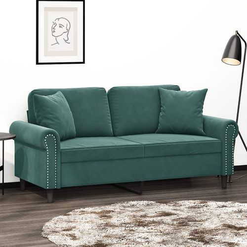 2-osobowa sofa z poduszkami, ciemnozielona, 140 cm, aksamit na Arena.pl