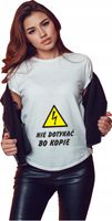Koszulka z nadrukiem NIE DOTYKAĆ BO KOPIE ZNAK