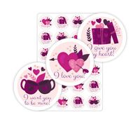 NAKLEJKI etykiety nalepki arkusz etykiet WALENTYNKI prezent 24szt. 5cm