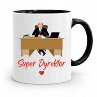 Dla Dyrektora Kubek Czarny Super Dyrektor Z Nadrukiem Ze Zdjęciem