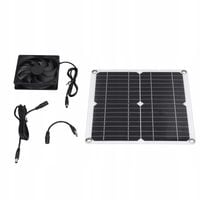 WENTYLATOR 12V + PANEL SOLARNY SŁONECZNY 12W USB DO TELEFONY KOMÓRKOWE