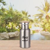 Srebrny metalowy termos z rączką 350 ml z Twoim nadrukiem
