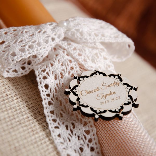 Świeca do Chrztu Świętego z naturalnego wosku z personalizacją SC-16B zdjęcie 4