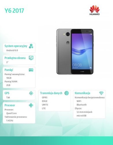 Huawei Y6 2017 Dual SIM Szary na Arena.pl