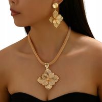 Zestaw Kolczyki Naszyjnik Złoty Siatka Żmijka Kwiaty Kwiatki