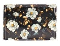 Taca dekoracyjna z melaminy 42 x 28 x 2,5 cm wygodne uchwyty wzór kwiaty