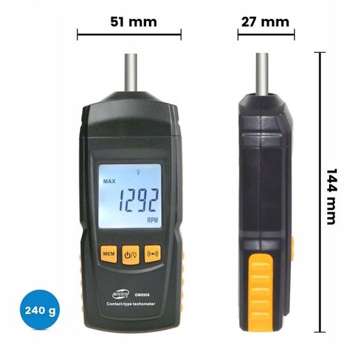 TACHOMETR LCD MIERNIK OBROTÓW DO 99999 RPM GM8906 na Arena.pl