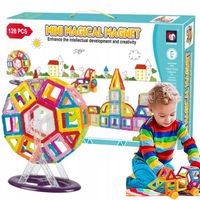 KLOCKI MAGNETYCZNE KONSTRUKCYJNE 3D ZESTAW 128 ELEMENTÓW DLA DZIECKA