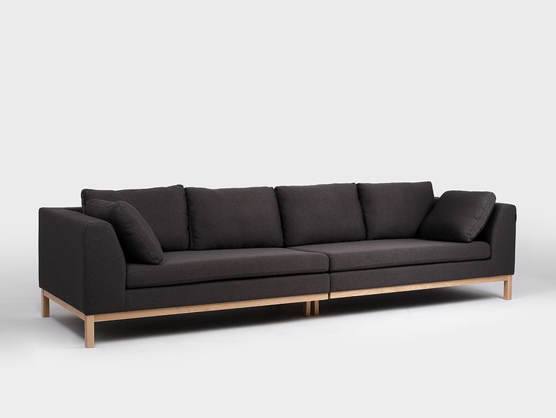 Sofa AMBIENT WOOD 4 osobowa - czarny, naturalny, sofa modułowa zdjęcie 1