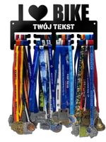 Wieszak na medale I LOVE BIKE twoje imię dowolny tekst 42.3