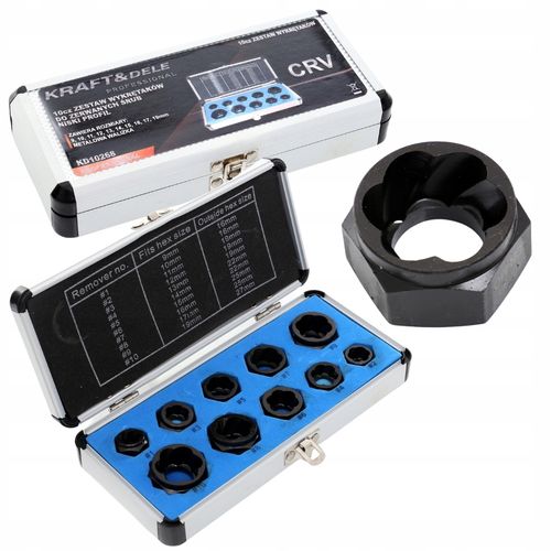 WYKRĘTAKI NASADKI DO ZERWANYCH USZKODZONYCH ŚRUB WALIZKA 10 SZT KRAFT&DELE na Arena.pl