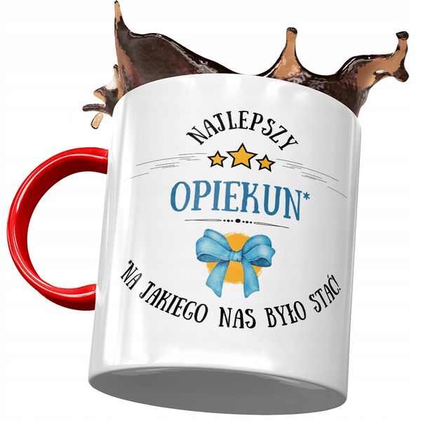 Kubek Czerwony Dla Opiekuna Najlepszy Opiekun Z Nadrukiem Ze Zdjęciem zdjęcie 1