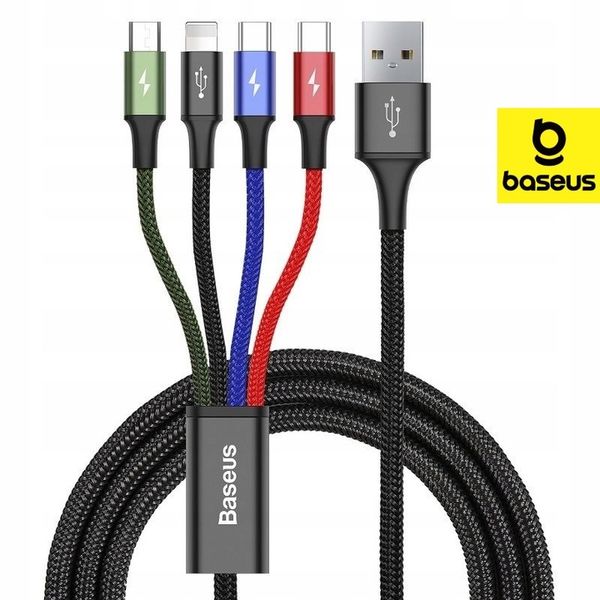 BASEUS SZYBKI MOCNY KABEL PRZEWÓD USB 4W1 2XUSB-C LIGHTNING MICRO QC 1.2M zdjęcie 3