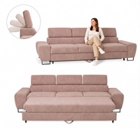 Kanapa sofa rozkładana f spania reg zagłówek Boucla pudrowy róż Savio 3 os