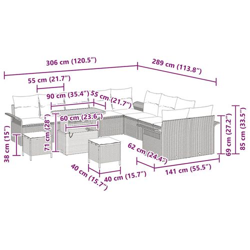 Zestaw Sof na Ogród 13 pcs Szary polirattan na Arena.pl