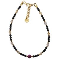 Bransoletka na nogę - Turmalin, cytryn, kwarc różowy, rubin i srebro złocone