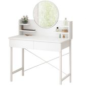 TOALETKA KOSMETYCZNA BIAŁA SYPIALNIANA Z LUSTREM I SZUFLADAMI