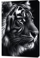 Obraz 60x90cm Portret Zwierząt do Salonu | Tygrys | Czarno Białe