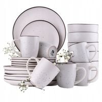 KOMPLET OBIADOWY SERWIS KAWOWY TALERZE + KUBKI 24 EL. NA 6 OS W KROPKI BOHO