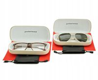 2x ETUI KREMOWE Markowe Futerał na okulary + 2x ŚCIERECZKA + 2x POKROWIEC