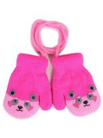 Rękawiczki dziewczęce jednopalczaste ze sznurkiem z pandą 12 cm YOCLUB