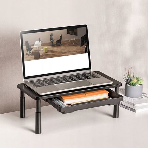 PODSTAWKA POD MONITOR LAPTOPA PODSTAWA PÓŁKA CZARNA REGULOWANA NA BIURKO na Arena.pl