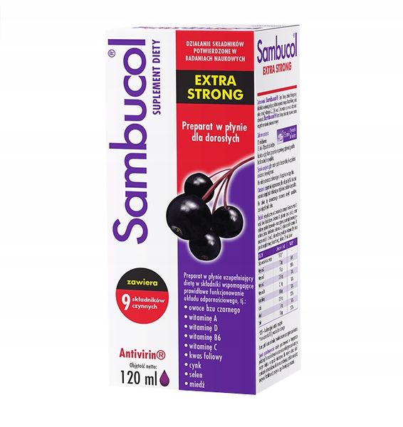 Sambucol Extra Strong czarny bez, syrop na odporność 120 ml x2 zdjęcie 2