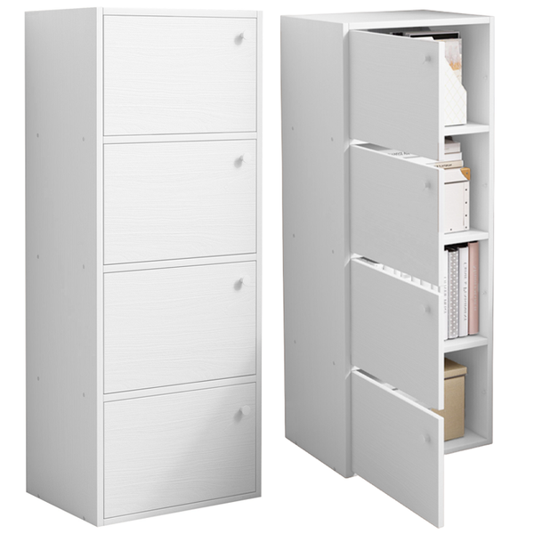 NOWOCZESNA POJEMNA KOMODA SZAFKA Z 4 PÓŁKAMI BIAŁA SKANDYNAWSKI LOFT zdjęcie 1