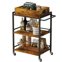 WÓZEK KUCHENNY ZDEJMOWANA TACA BRĄZOWA VINTAGE RETRO LOFT NA KÓŁKACH 86 CM