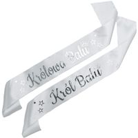 Zestaw szarf Król i Królowa Balu ze srebrnym nadrukiem