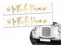 TABLICA ŚLUBNA ślubne tablice na samochód x2 PARA MŁODA białe