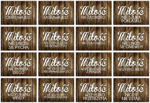 HYMN O MIŁOŚCI tabliczki 16 szt 20x30cm weselne na Arena.pl