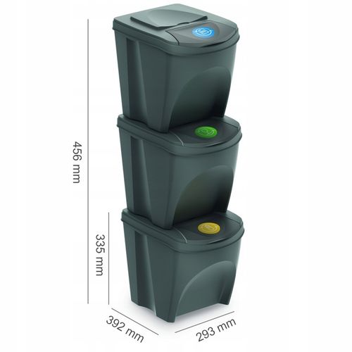 KOSZE POJEMNIKI SEGREGACJA ŚMIECI 3X25L SZARY na Arena.pl