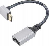 Kabel adaptera Mini HDMI na HDMI, 90 stopni w dół mini HDMI męski na żeński