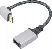 Kabel adaptera Mini HDMI na HDMI, 90 stopni w dół mini HDMI męski na żeński