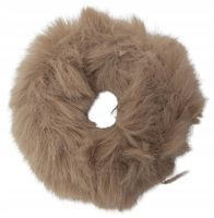 Gumka do włosów mocna elastyczna mięciutkie futerko beżowa