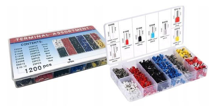 ZACISKARKA PRASKA KONEKTORÓW TULEJEK KOŃCÓWEK KABLI PRZEWODÓW ZESTAW x1200 zdjęcie 10