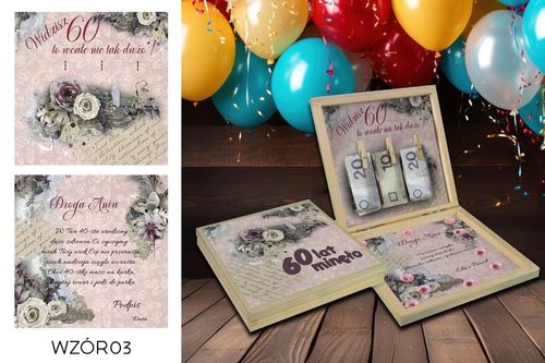 PREZENT NA 60 URODZINY PUDEŁKO Z ŻYCZENIAMI na Arena.pl