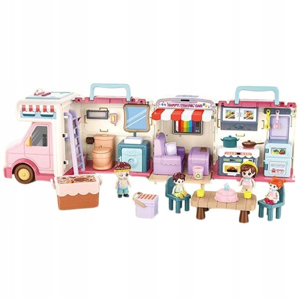 SAMOCHÓD TURYSTYCZNY KAMPER ZESTAW KEMPINGOWY FIGURKI DOMEK PIKNIK MELODIE zdjęcie 9