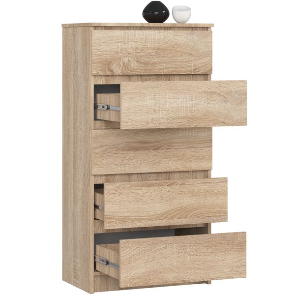 KOMODA K 60 cm 5 SZUFLAD DĄB SONOMA zdjęcie 2
