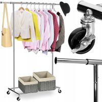 WIESZAK STOJAK NA UBRANIA CIUCHY KÓŁKACH REGULOWANY GARDEROBA CHROM