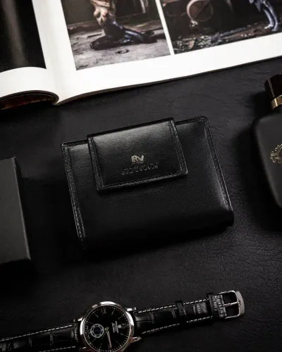 skórzany portfel na zatrzask z systemem rfid - rovicky na Arena.pl