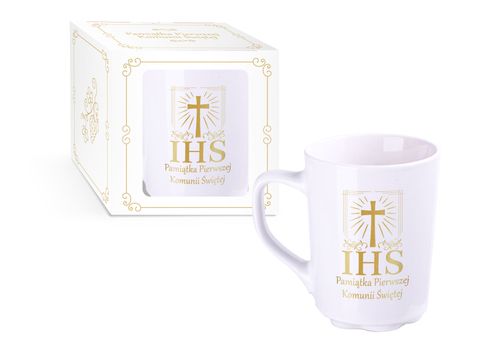 kubek ceramiczny w kartoniku KOMUNIA IHS B4 na Arena.pl