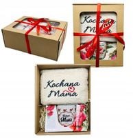 Prezent Na Dzień Mamy Matki Taty Ojca Kosz Ręcznik Haft Kubek Kochana Mama