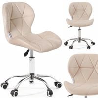 Fotel biurowy krzesło obrotowe welurowe dla dziecka beżowe