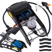 POMPKA SAMOCHODOWA NOŻNA DWUTŁOKOWA KOŃCOWKI ROWER AUTO DO PIŁEK MATERACA